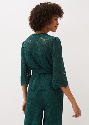 Phase Eight Aliza Lace Co-Ord Shirts Deep Green Australia | EP4168392